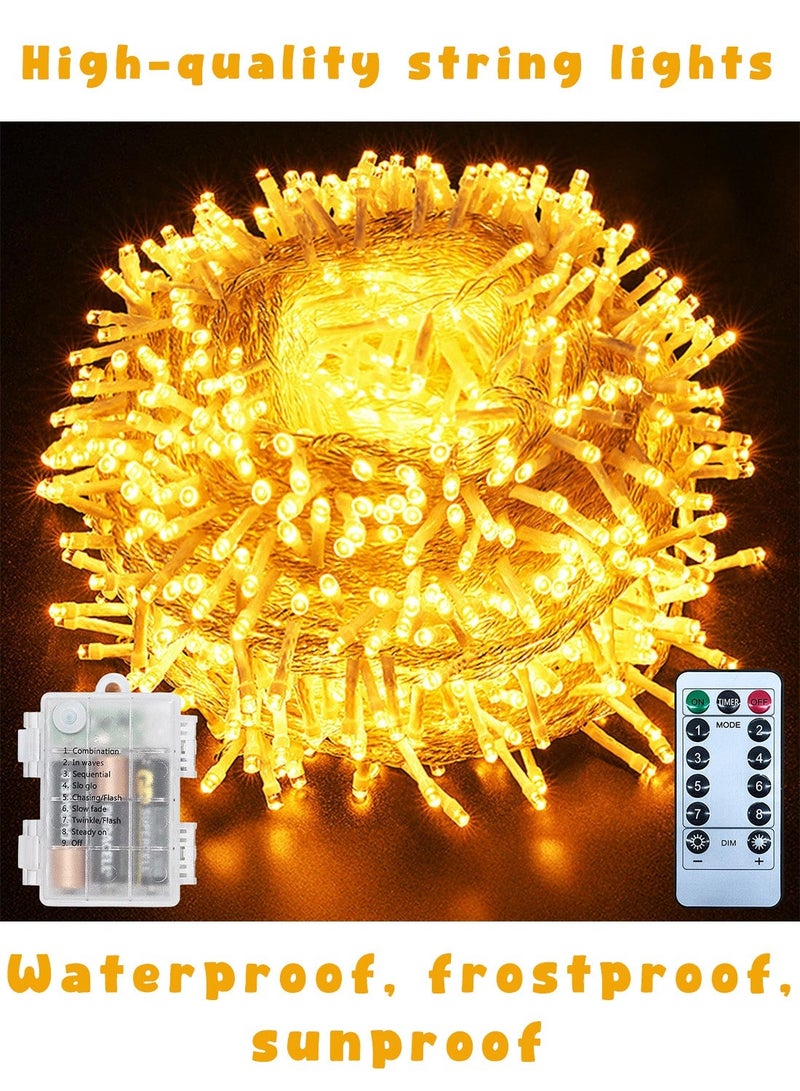 10m 80 LED Battery Diwali Lights with Timer/Remote/8 Modes/Dimmable, Fairy Lights Battery Operated Indoor Outdoor, Waterproof String Lights for Bedroom Christmas Ramadan Decorations - Image 1